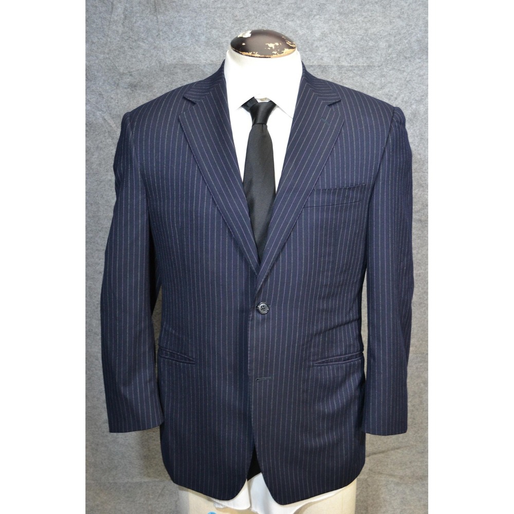 Canali Suit Jacket Mens 48R Blue Pinstripe Wool Saks Fifth Ave Sport Coat Italy